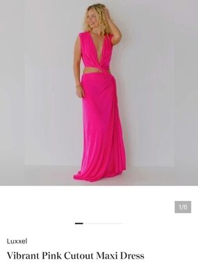 Vibrant Pink Cutout Maxi Dress